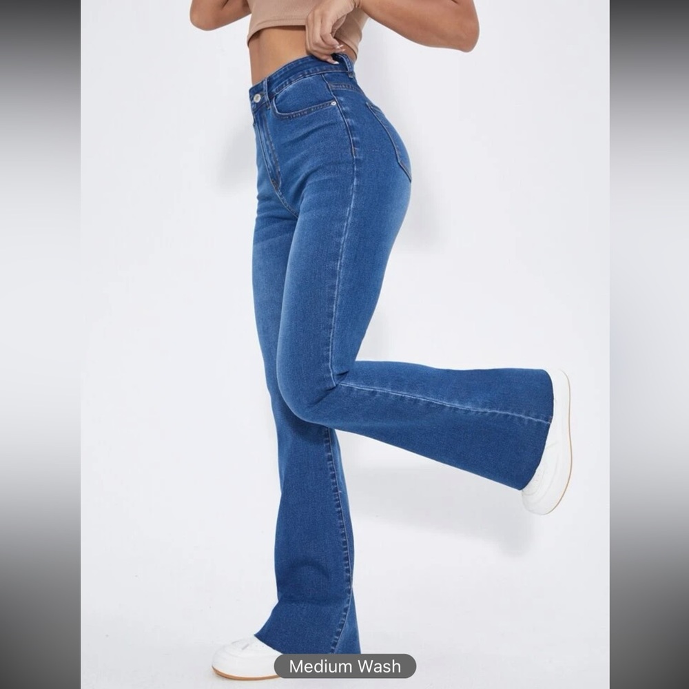 SHEIN high flare wide leg jeans